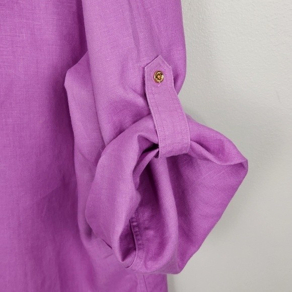Lauren Ralph Lauren 100% Linen Dark Lilac Button Up Womens  Size 1X - Picture 6 of 8